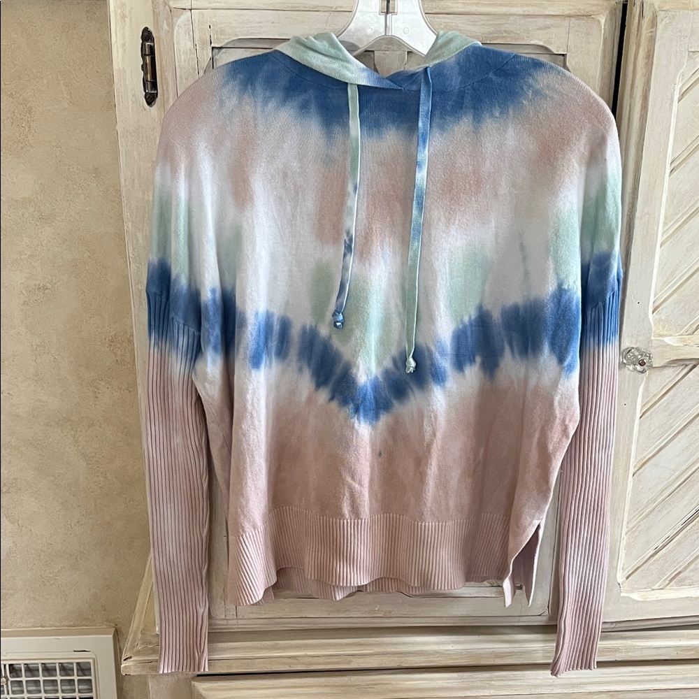 Evereve Jamison Sweater Hoodie Tie Dye Blush/Green/Blue Size Small